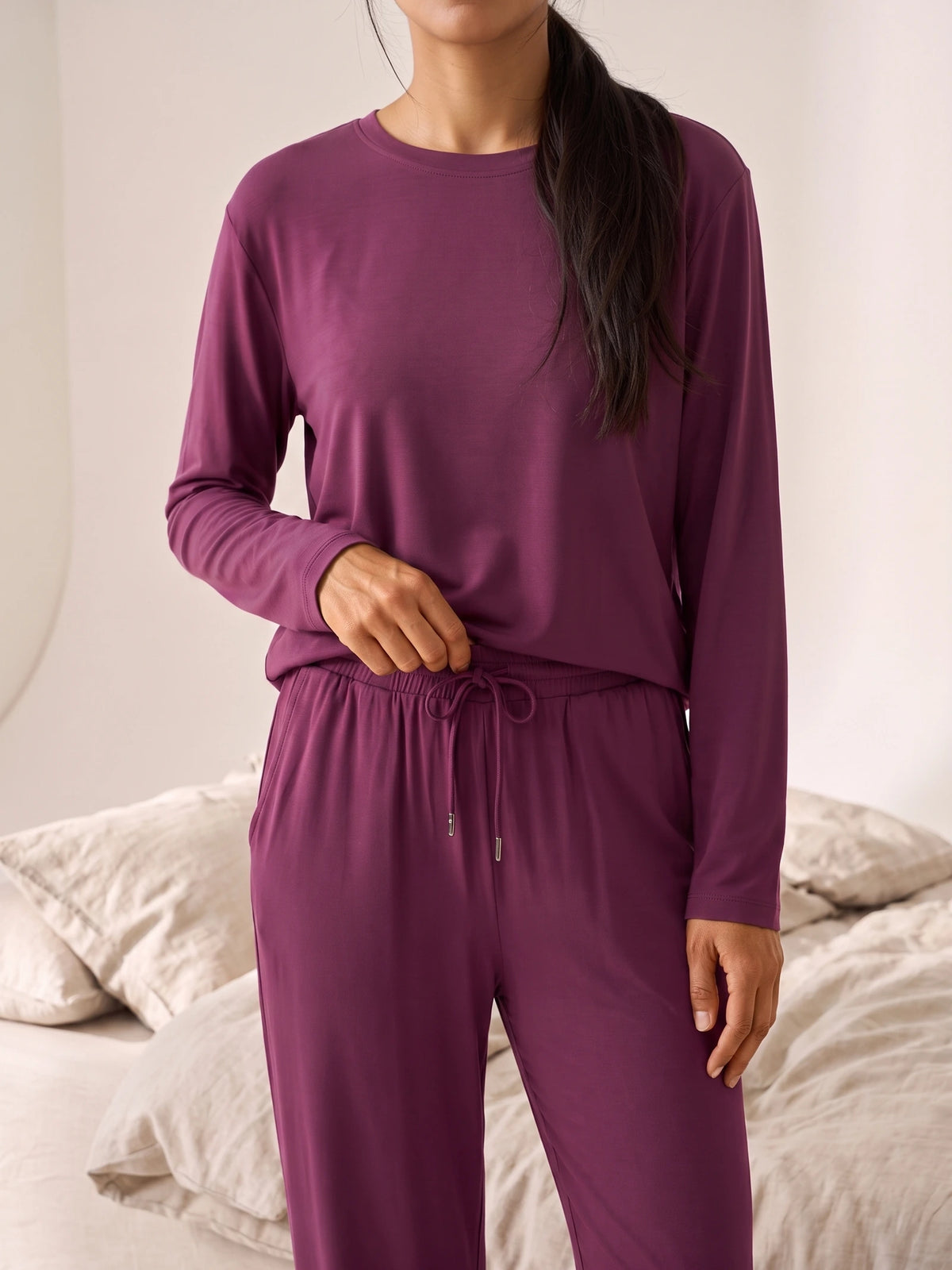 Ensemble pyjama Floorence mauve lie-de-vin