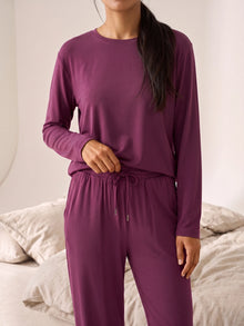 Ensemble pyjama Floorence mauve lie-de-vin